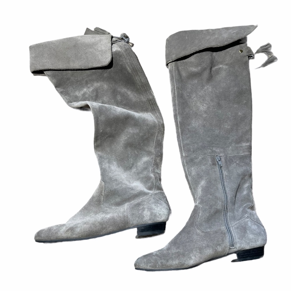 ARTURO CHIANG Allefra Women's Gray Suede Slouch Wedge Knee High Boots Size 7 EUC - Picture 3 of 3
